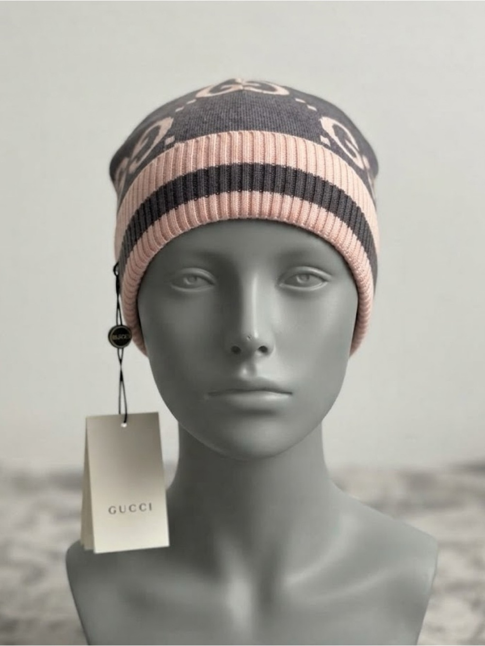 Brand New Woman’s Pink & Gray Logo Knit Beanie